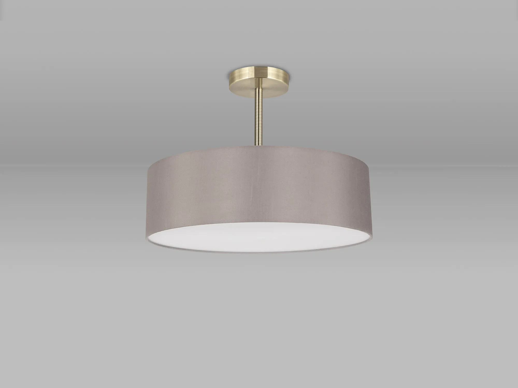 Baymont 45cm Semi Flush 3 Light Antique Brass, Grey DK0702  Deco Baymont AB GR